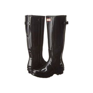 NEW Hunter Original Back Adjustable Gloss Rain Boots Black EU 36 US 5 UK 3